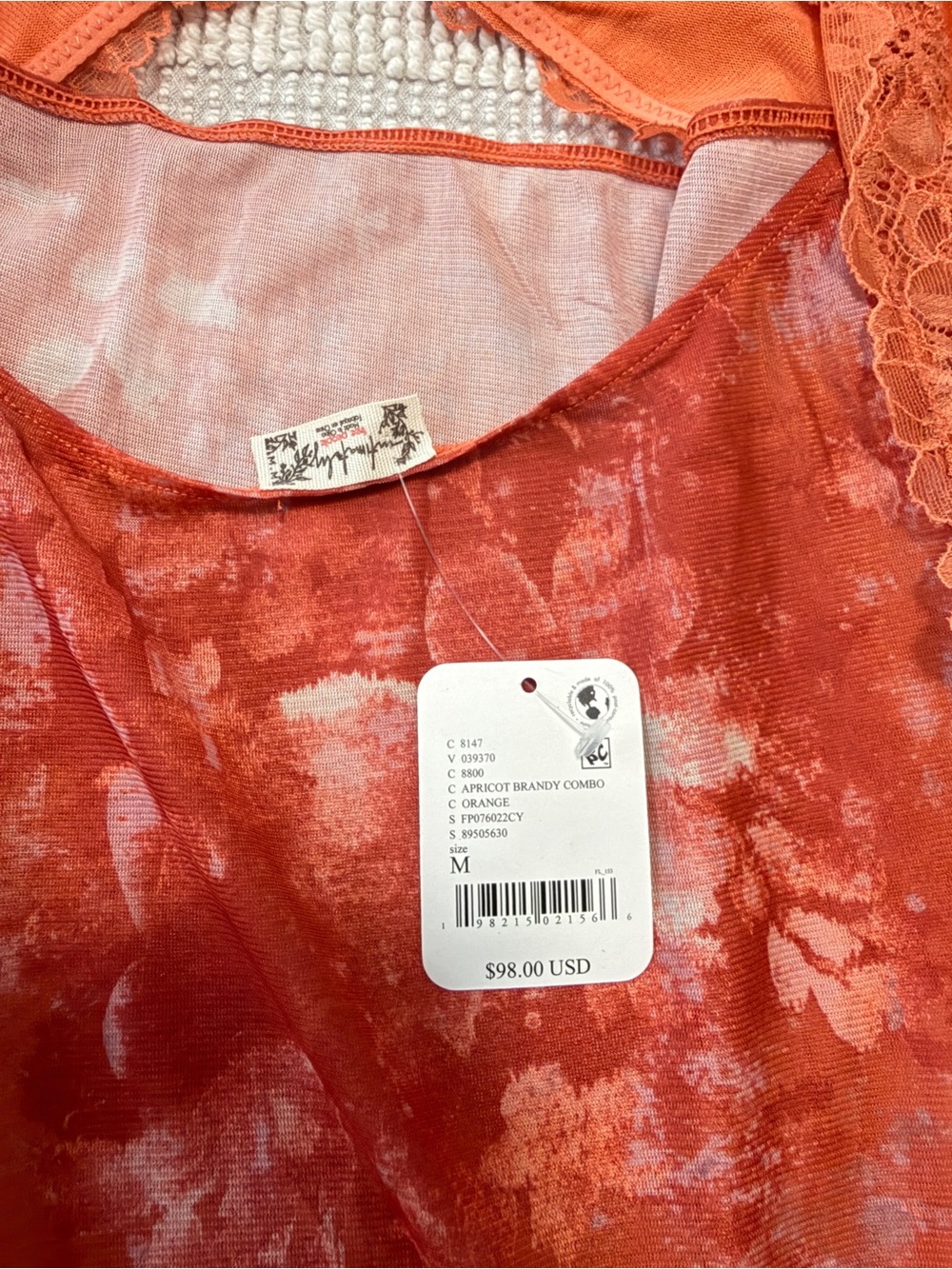 Free People Apricot Brandy Tie-Dye Lace Trim Tank - Picture 3 of 3